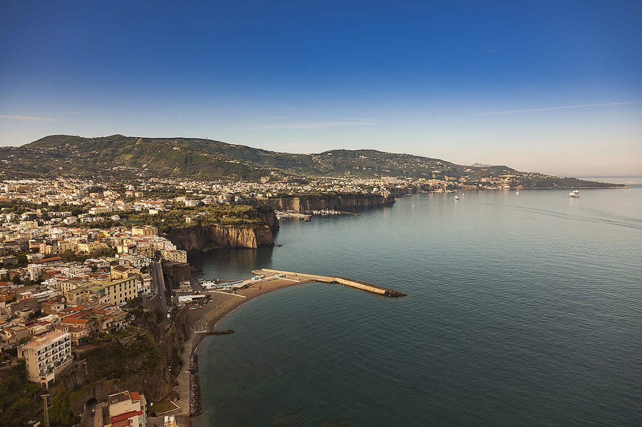 italy, campania, gulf of naples, sorrento coast as seen coming from Naples